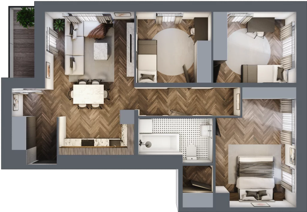 4 pokoje, mieszkanie 73,41 m², piętro 3, oferta nr B2.M26, Sosnovia, Sosnowiec, Dańdówka, ul. Mariana Maliny/Grzybowa