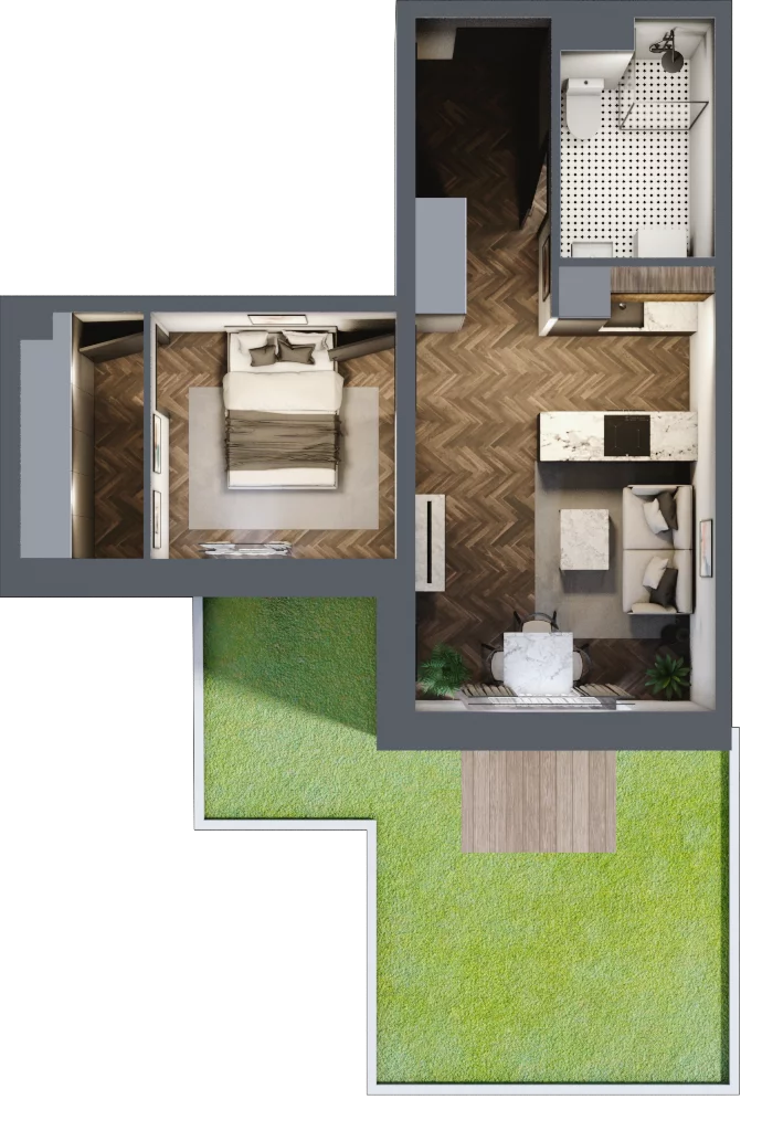 2 pokoje, mieszkanie 40,17 m², parter, oferta nr B2.M6, Sosnovia, Sosnowiec, Dańdówka, ul. Mariana Maliny/Grzybowa