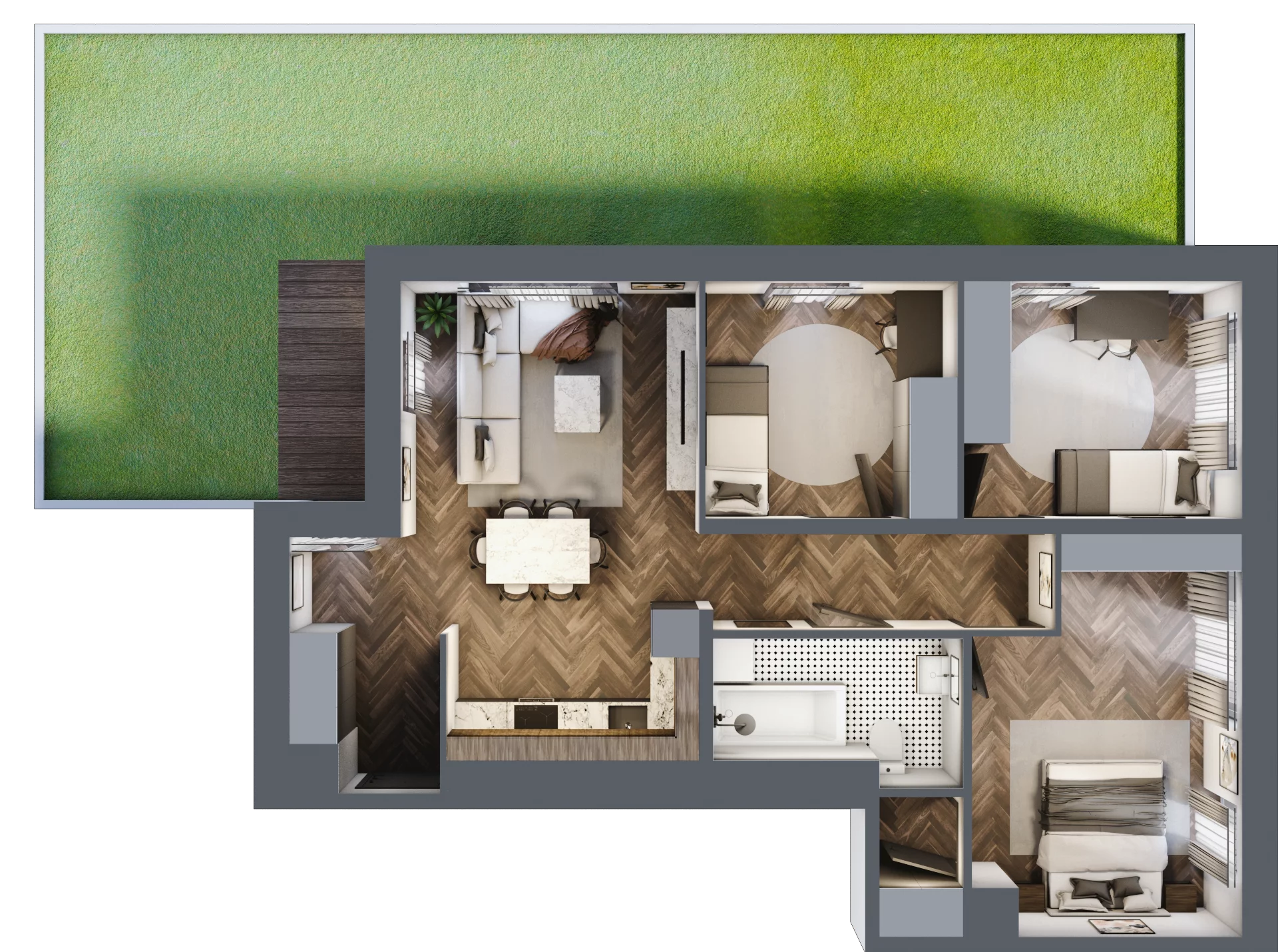4 pokoje, mieszkanie 72,96 m², parter, oferta nr B2.M4, Sosnovia, Sosnowiec, Dańdówka, ul. Mariana Maliny/Grzybowa