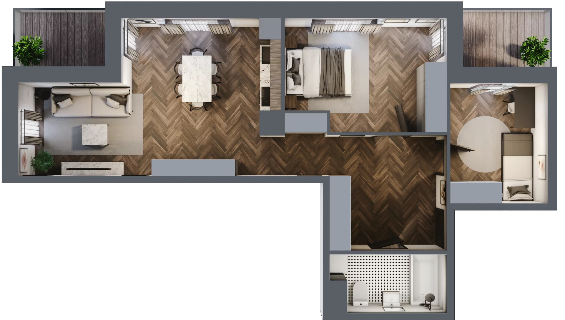 3 pokoje, mieszkanie 66,22 m², piętro 1, oferta nr B2.M7, Sosnovia, Sosnowiec, Dańdówka, ul. Mariana Maliny/Grzybowa