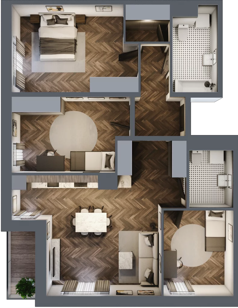 4 pokoje, mieszkanie 91,42 m², piętro 2, oferta nr B2.M16_17, Sosnovia, Sosnowiec, Dańdówka, ul. Mariana Maliny/Grzybowa