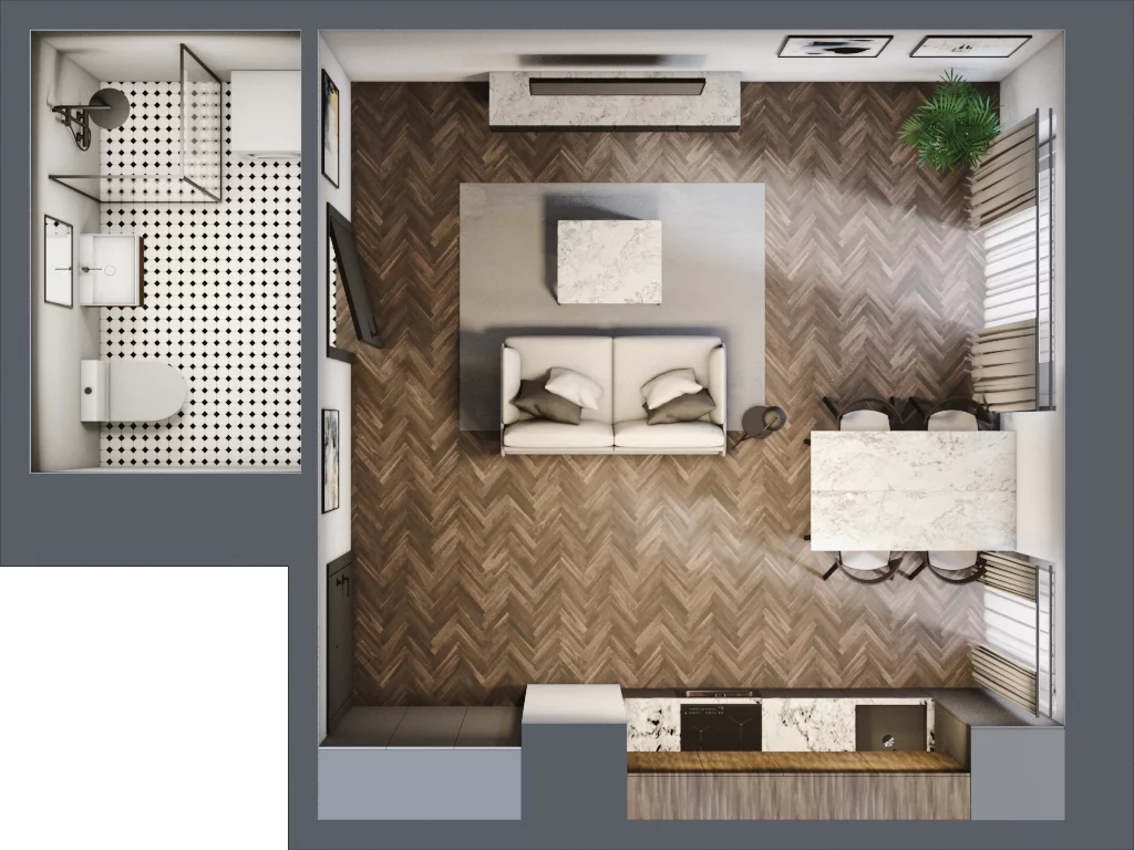 1 pokój, mieszkanie 28,29 m², piętro 1, oferta nr B2.M12, Sosnovia, Sosnowiec, Dańdówka, ul. Mariana Maliny/Grzybowa