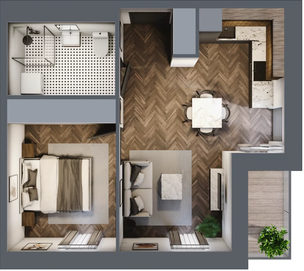 2 pokoje, mieszkanie 40,46 m², piętro 1, oferta nr B2.M10, Sosnovia, Sosnowiec, Dańdówka, ul. Mariana Maliny/Grzybowa
