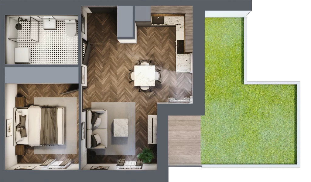 2 pokoje, mieszkanie 40,46 m², parter, oferta nr B2.M3, Sosnovia, Sosnowiec, Dańdówka, ul. Mariana Maliny/Grzybowa