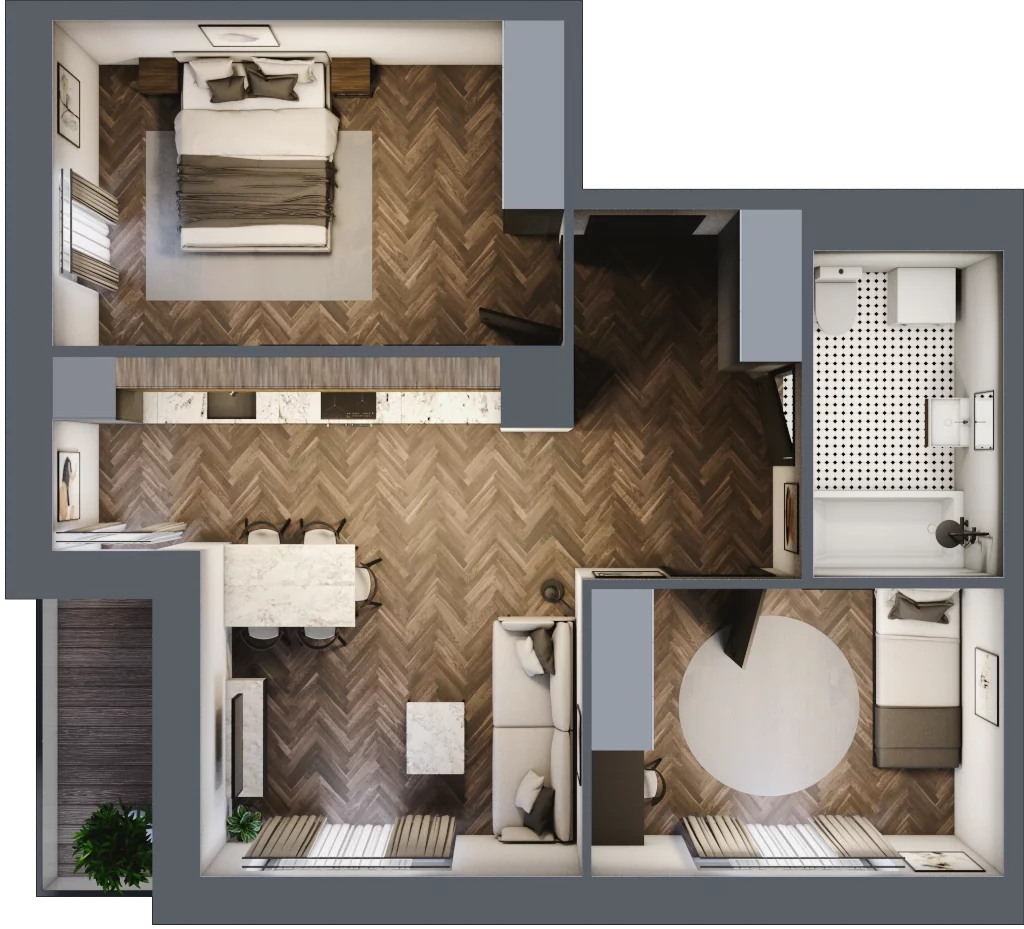 3 pokoje, mieszkanie 59,29 m², piętro 2, oferta nr B3.M16, Sosnovia, Sosnowiec, Dańdówka, ul. Mariana Maliny/Grzybowa