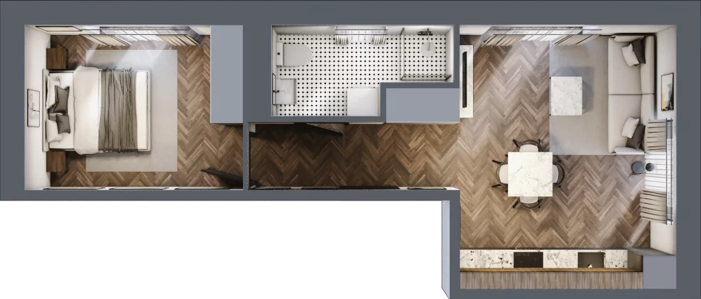 2 pokoje, mieszkanie 41,34 m², piętro 2, oferta nr B3.M18, Sosnovia, Sosnowiec, Dańdówka, ul. Mariana Maliny/Grzybowa