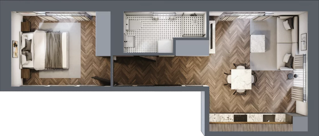 2 pokoje, mieszkanie 41,34 m², piętro 3, oferta nr B3.M25, Sosnovia, Sosnowiec, Dańdówka, ul. Mariana Maliny/Grzybowa