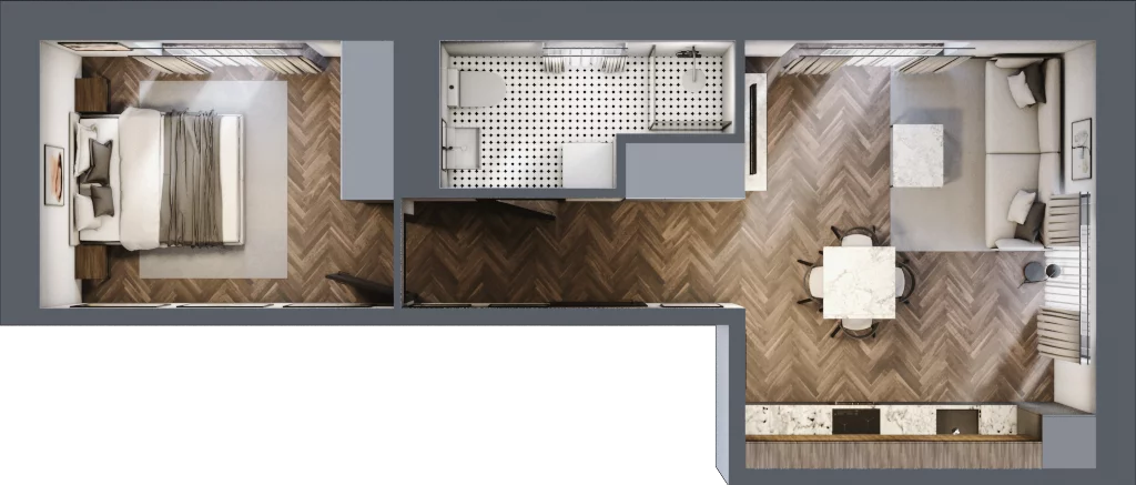 2 pokoje, mieszkanie 41,34 m², piętro 4, oferta nr B3.M32, Sosnovia, Sosnowiec, Dańdówka, ul. Mariana Maliny/Grzybowa