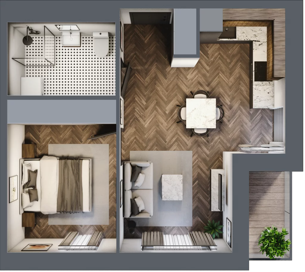 2 pokoje, mieszkanie 40,51 m², piętro 2, oferta nr B3.M17, Sosnovia, Sosnowiec, Dańdówka, ul. Mariana Maliny/Grzybowa