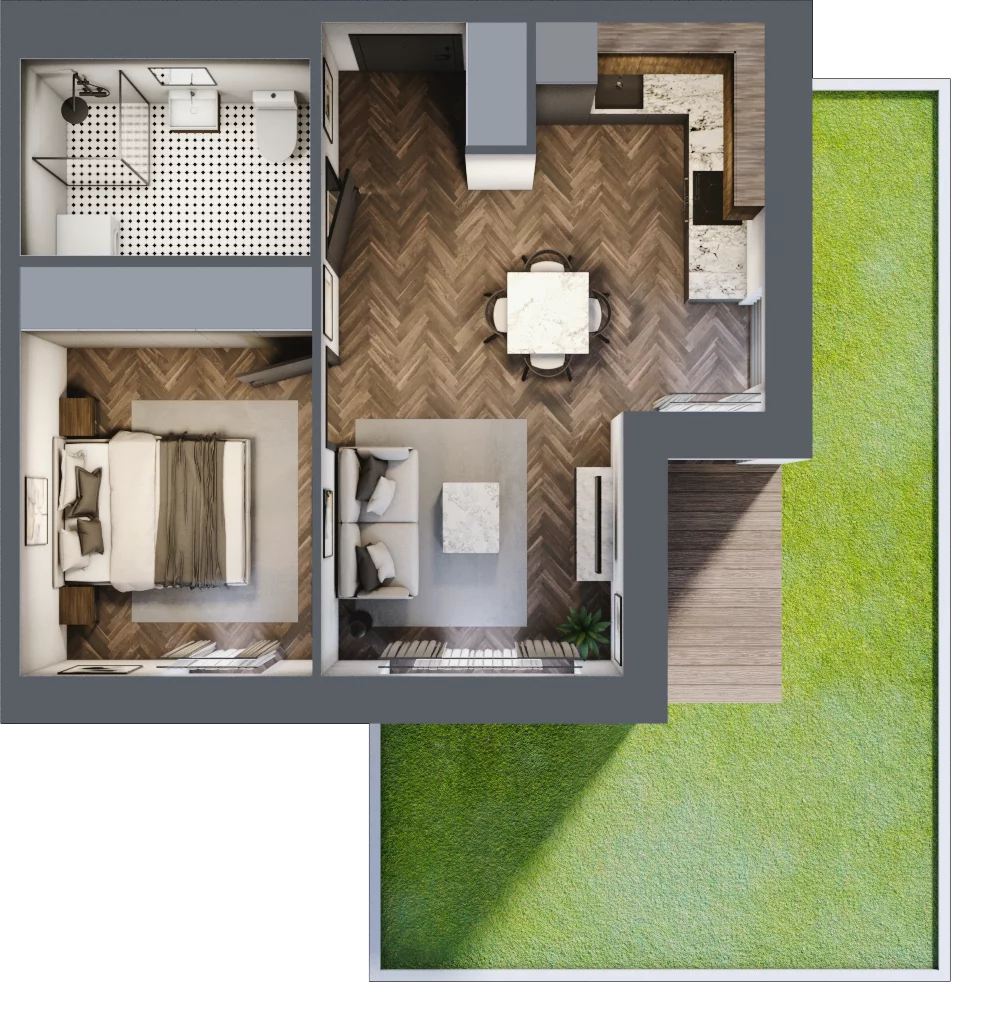 2 pokoje, mieszkanie 40,51 m², parter, oferta nr B3.M3, Sosnovia, Sosnowiec, Dańdówka, ul. Mariana Maliny/Grzybowa