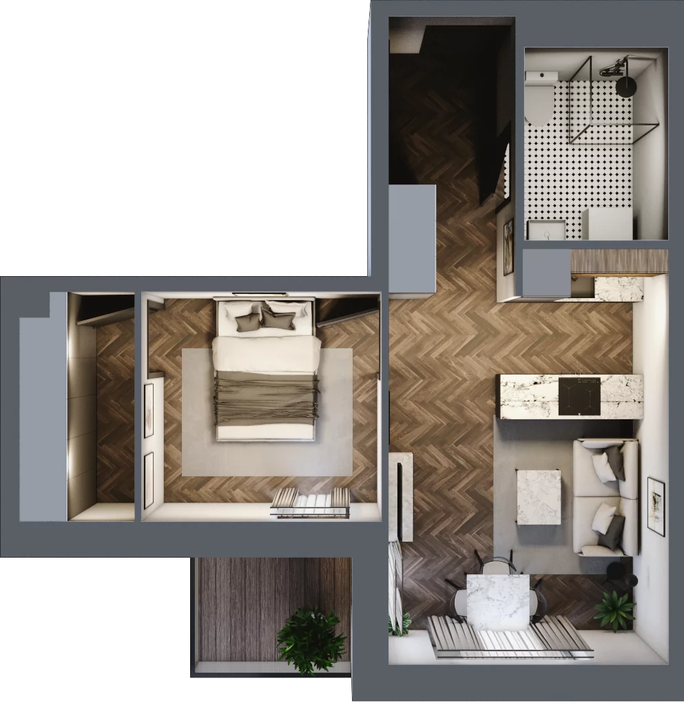2 pokoje, mieszkanie 40,24 m², piętro 3, oferta nr B3.M27, Sosnovia, Sosnowiec, Dańdówka, ul. Mariana Maliny/Grzybowa