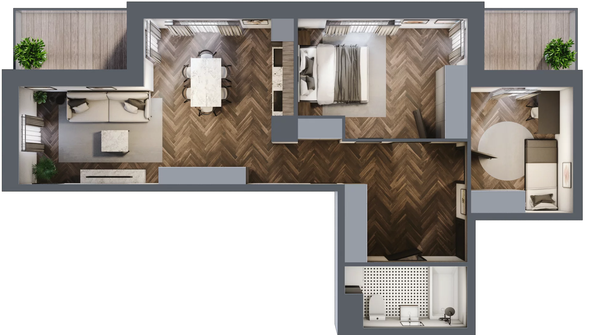 3 pokoje, mieszkanie 65,43 m², piętro 4, oferta nr B3.M28, Sosnovia, Sosnowiec, Dańdówka, ul. Mariana Maliny/Grzybowa