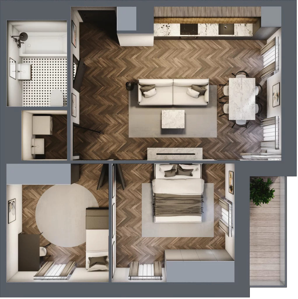 3 pokoje, mieszkanie 58,30 m², piętro 1, oferta nr B3.M12, Sosnovia, Sosnowiec, Dańdówka, ul. Mariana Maliny/Grzybowa