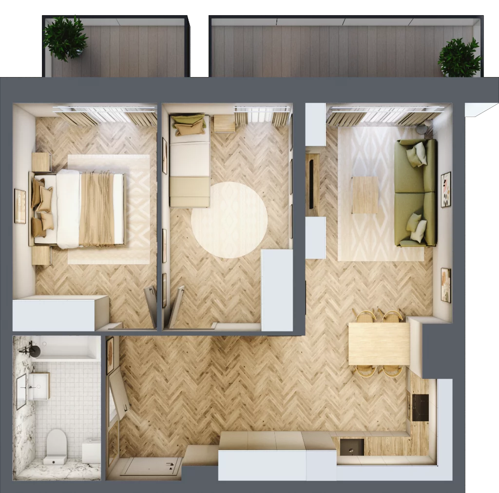 3 pokoje, apartament 60,48 m², piętro 1, oferta nr 7, Marina Residence Puck, Puck, ul. Aleja Lipowa 4
