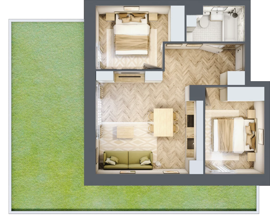 3 pokoje, apartament 48,14 m², parter, oferta nr 5, Marina Residence Puck, Puck, ul. Aleja Lipowa 4