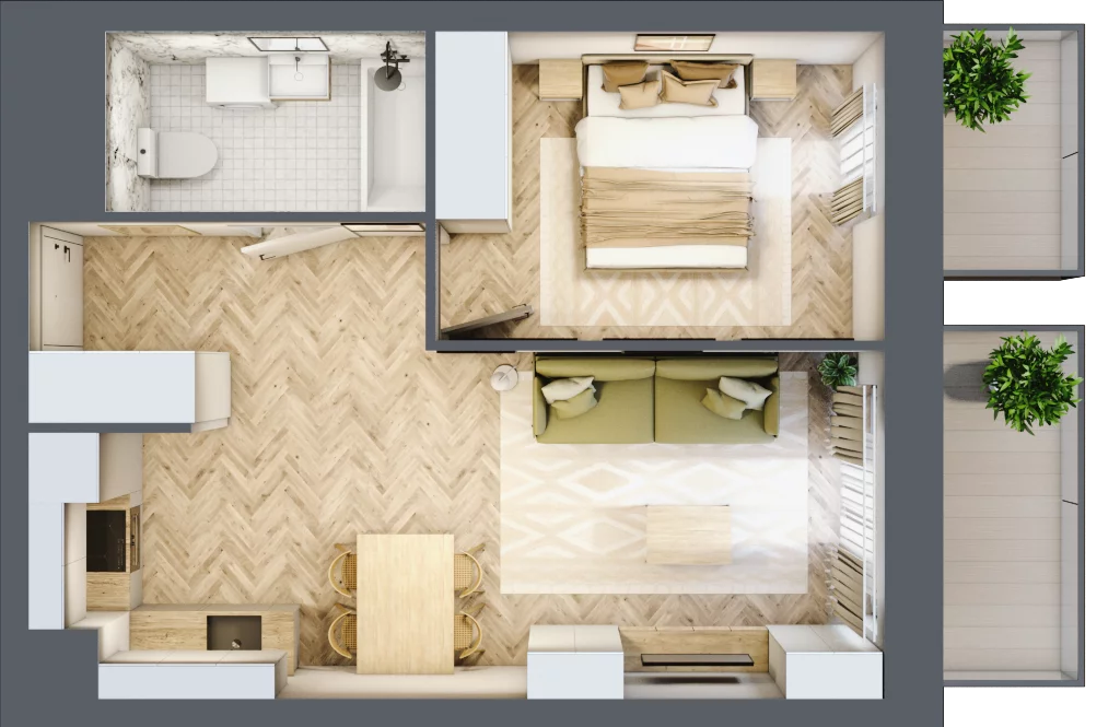 2 pokoje, apartament 39,27 m², piętro 1, oferta nr 55, Marina Residence Puck, Puck, ul. Aleja Lipowa 4