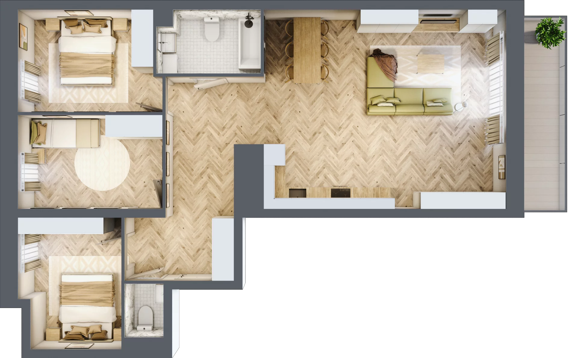 4 pokoje, apartament 91,17 m², piętro 1, oferta nr 6, Marina Residence Puck, Puck, ul. Aleja Lipowa 4
