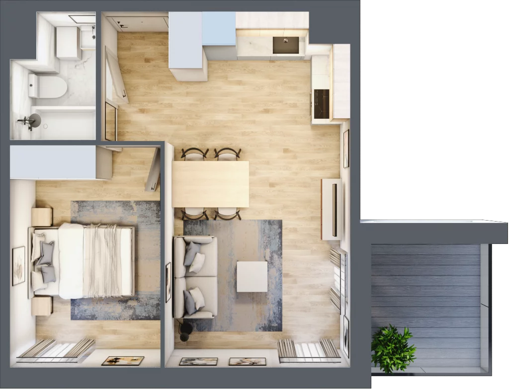 2 pokoje, mieszkanie 37,28 m², piętro 2, oferta nr B.13, Osiedle Maureska, Toruń, Wrzosy, JAR, ul. Konrada Grasera 2 / Strobanda 6