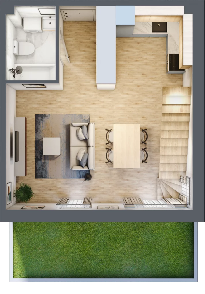 1 pokój, mieszkanie 68,22 m², parter, oferta nr B1.3, Osiedle Maureska, Toruń, Wrzosy, JAR, ul. Konrada Grasera 2 / Strobanda 6