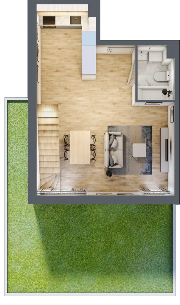1 pokój, mieszkanie 74,33 m², parter, oferta nr B’.7, Osiedle Maureska, Toruń, Wrzosy, JAR, ul. Konrada Grasera 2 / Strobanda 6