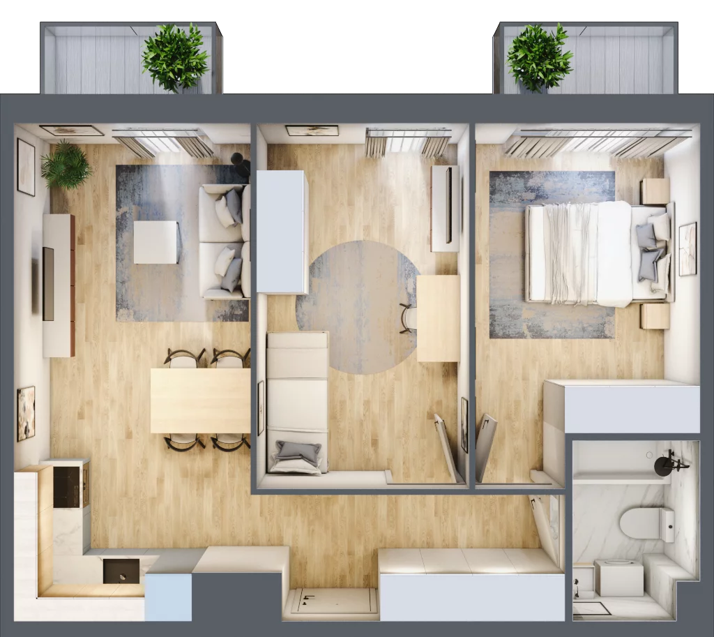 3 pokoje, mieszkanie 53,82 m², piętro 3, oferta nr B’.18, Osiedle Maureska, Toruń, Wrzosy, JAR, ul. Konrada Grasera 2 / Strobanda 6
