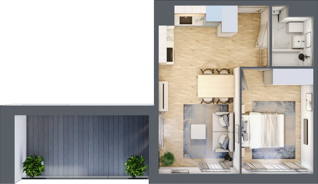 2 pokoje, mieszkanie 35,86 m², piętro 3, oferta nr B’.21, Osiedle Maureska, Toruń, Wrzosy, JAR, ul. Konrada Grasera 2 / Strobanda 6