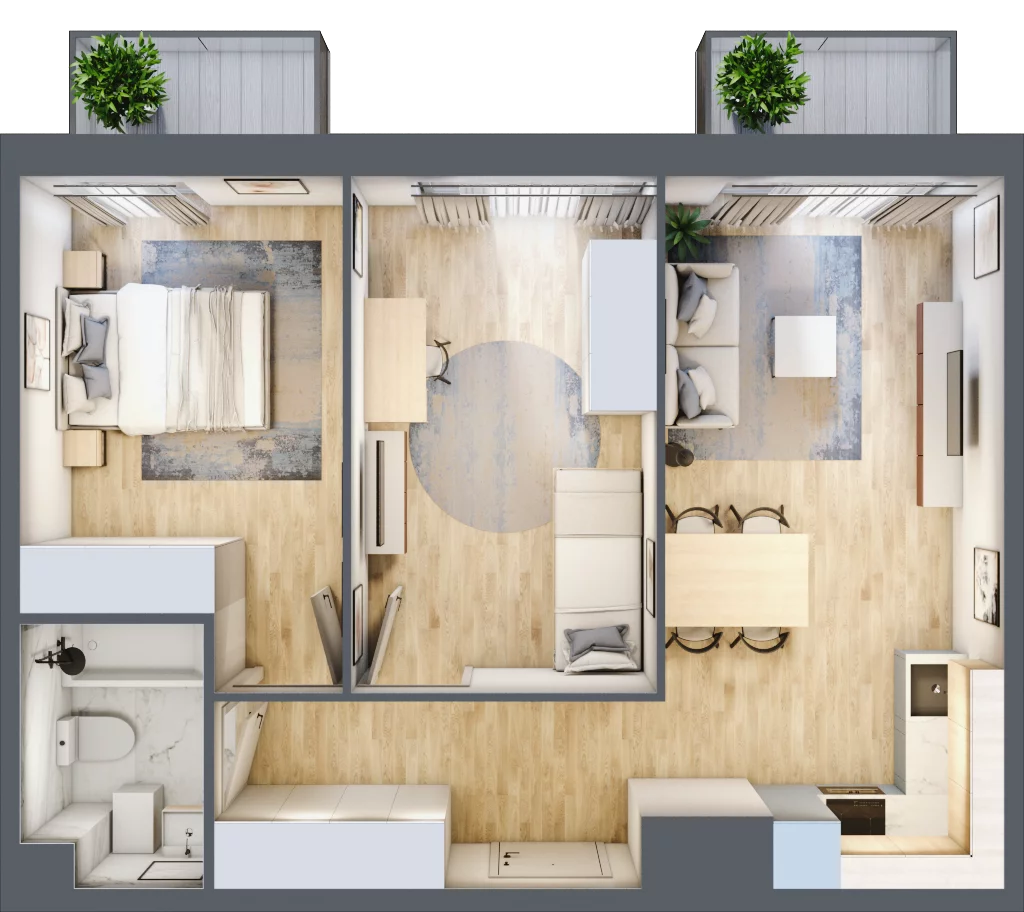3 pokoje, mieszkanie 53,74 m², piętro 2, oferta nr B’.17, Osiedle Maureska, Toruń, Wrzosy, JAR, ul. Konrada Grasera 2 / Strobanda 6
