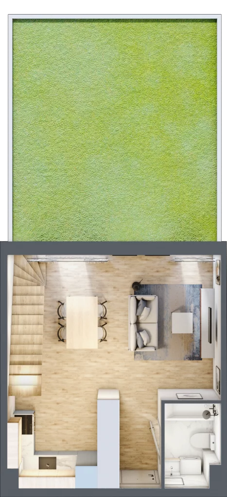 1 pokój, mieszkanie 63,32 m², parter, oferta nr B’.2, Osiedle Maureska, Toruń, Wrzosy, JAR, ul. Konrada Grasera 2 / Strobanda 6