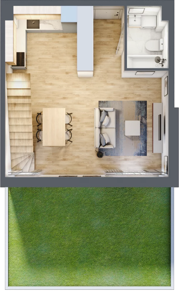 1 pokój, mieszkanie 70,90 m², parter, oferta nr B’.6, Osiedle Maureska, Toruń, Wrzosy, JAR, ul. Konrada Grasera 2 / Strobanda 6