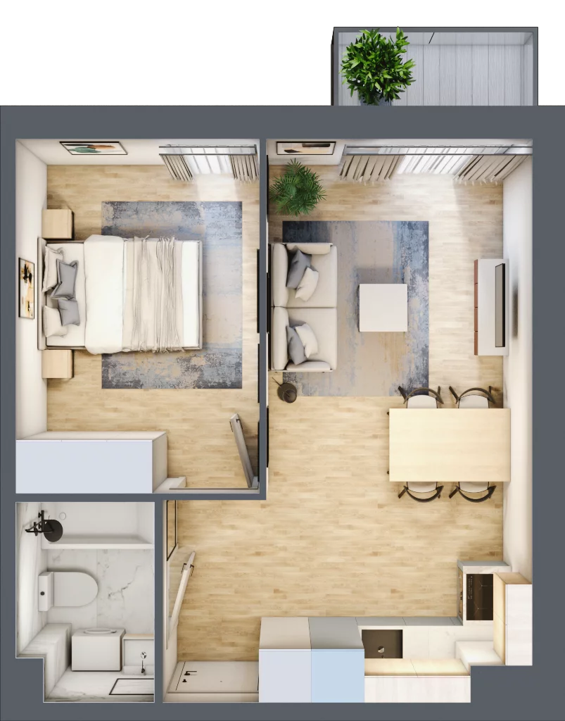 2 pokoje, mieszkanie 36,06 m², piętro 2, oferta nr B’.11, Osiedle Maureska, Toruń, Wrzosy, JAR, ul. Konrada Grasera 2 / Strobanda 6