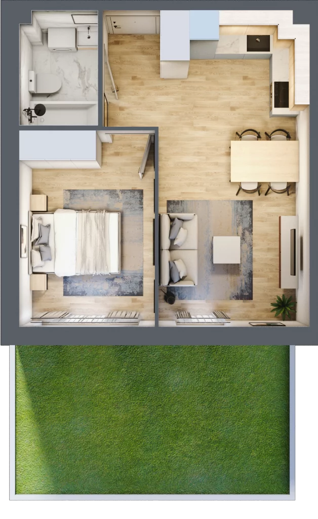 2 pokoje, mieszkanie 36,35 m², parter, oferta nr C.27, Osiedle Maureska, Toruń, Wrzosy, JAR, ul. Konrada Grasera 2 / Strobanda 6