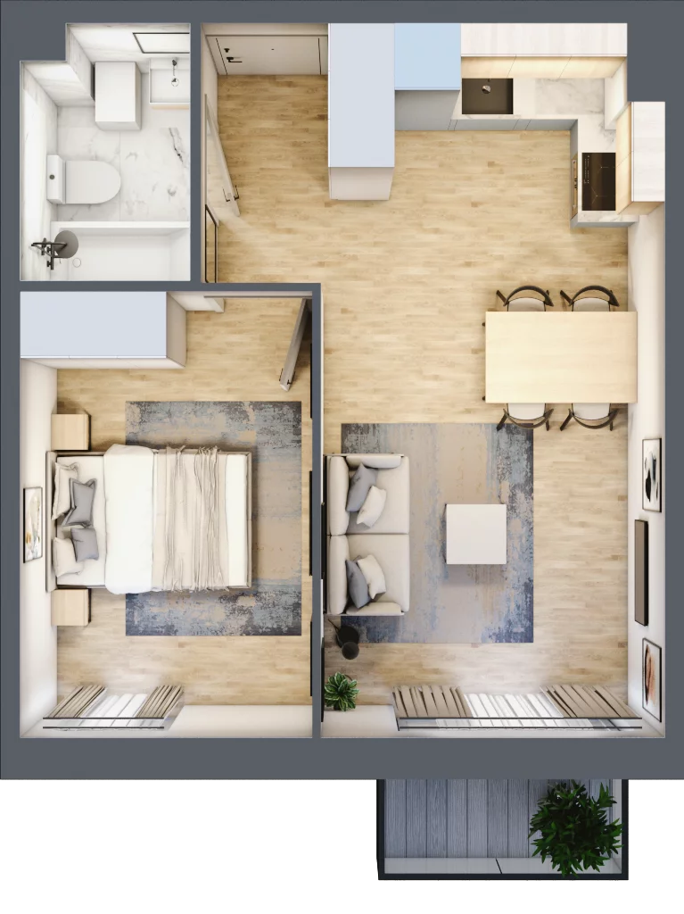 2 pokoje, mieszkanie 35,61 m², piętro 2, oferta nr C.43, Osiedle Maureska, Toruń, Wrzosy, JAR, ul. Konrada Grasera 2 / Strobanda 6