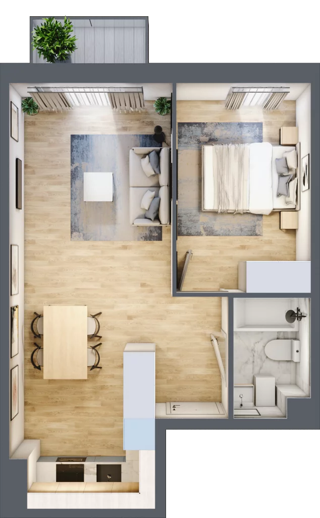 2 pokoje, mieszkanie 40,04 m², piętro 3, oferta nr C.17, Osiedle Maureska, Toruń, Wrzosy, JAR, ul. Konrada Grasera 2 / Strobanda 6