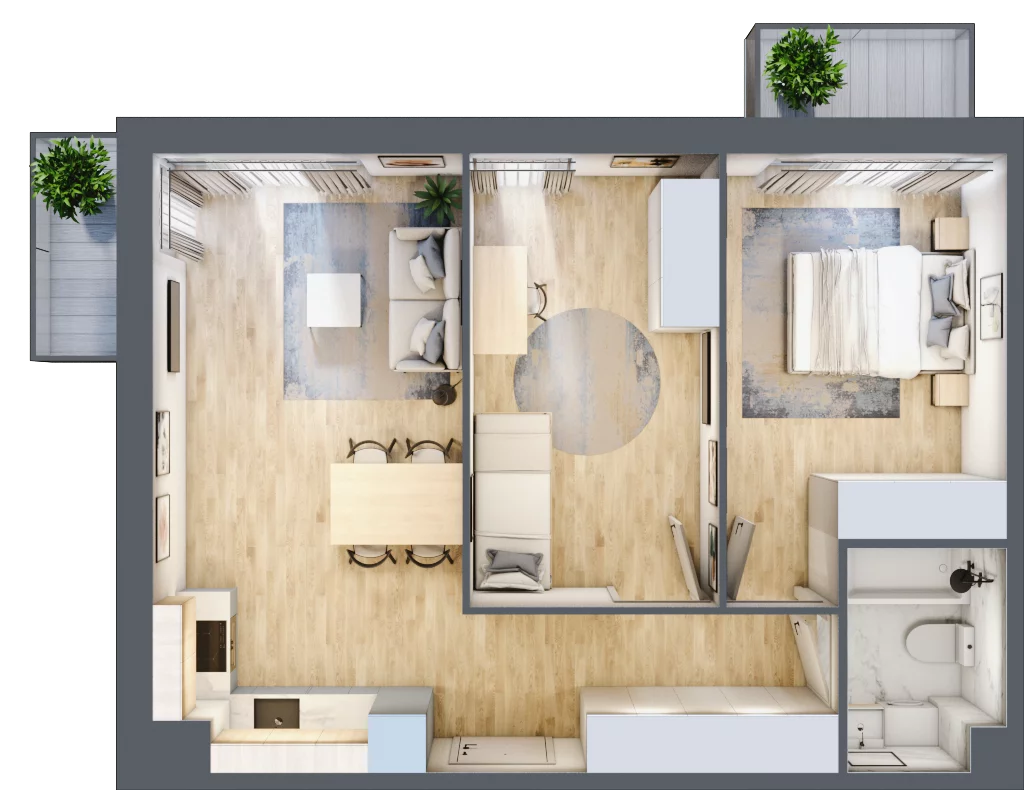 3 pokoje, mieszkanie 54,44 m², piętro 1, oferta nr C.38, Osiedle Maureska, Toruń, Wrzosy, JAR, ul. Konrada Grasera 2 / Strobanda 6