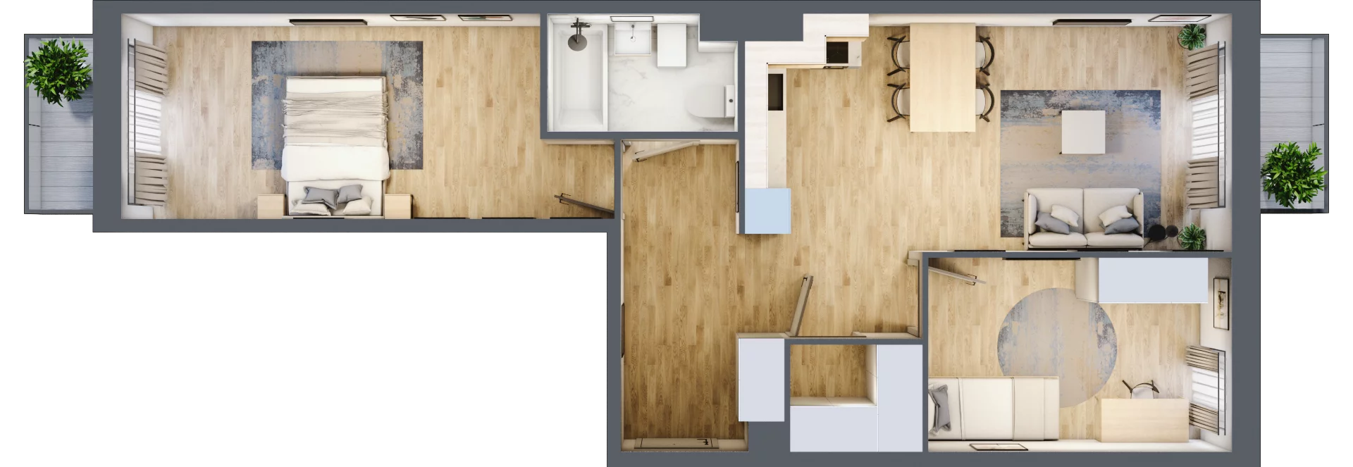 3 pokoje, mieszkanie 61,92 m², piętro 1, oferta nr C.33, Osiedle Maureska, Toruń, Wrzosy, JAR, ul. Konrada Grasera 2 / Strobanda 6