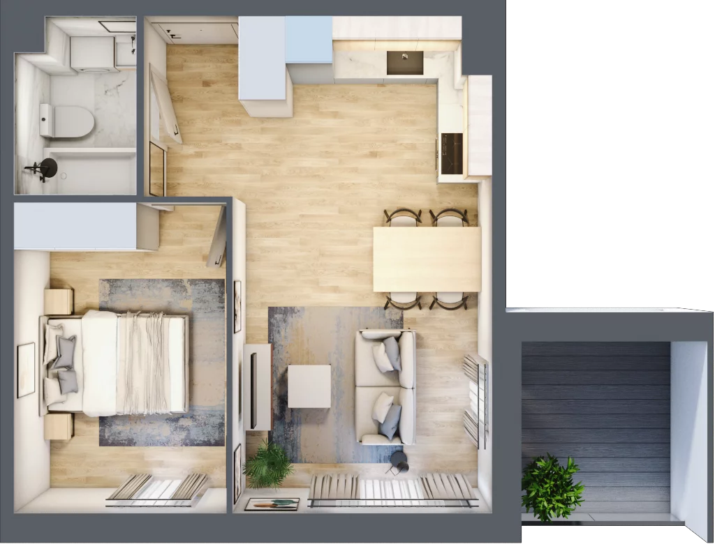 2 pokoje, mieszkanie 37,82 m², piętro 2, oferta nr C.46, Osiedle Maureska, Toruń, Wrzosy, JAR, ul. Konrada Grasera 2 / Strobanda 6