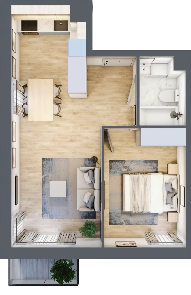 2 pokoje, mieszkanie 40,11 m², piętro 1, oferta nr C.37, Osiedle Maureska, Toruń, Wrzosy, JAR, ul. Konrada Grasera 2 / Strobanda 6