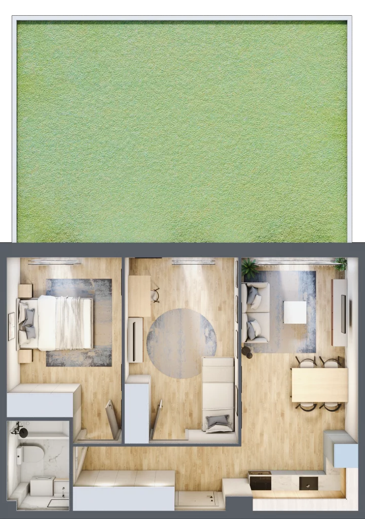 3 pokoje, mieszkanie 54,67 m², parter, oferta nr C.24, Osiedle Maureska, Toruń, Wrzosy, JAR, ul. Konrada Grasera 2 / Strobanda 6