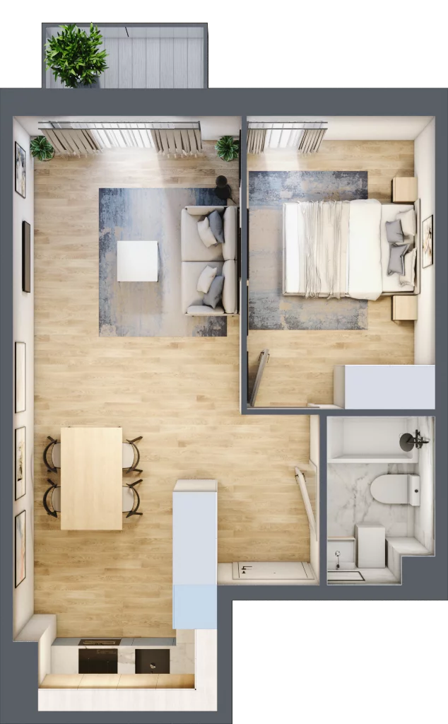 2 pokoje, mieszkanie 40,04 m², piętro 2, oferta nr C.11, Osiedle Maureska, Toruń, Wrzosy, JAR, ul. Konrada Grasera 2 / Strobanda 6