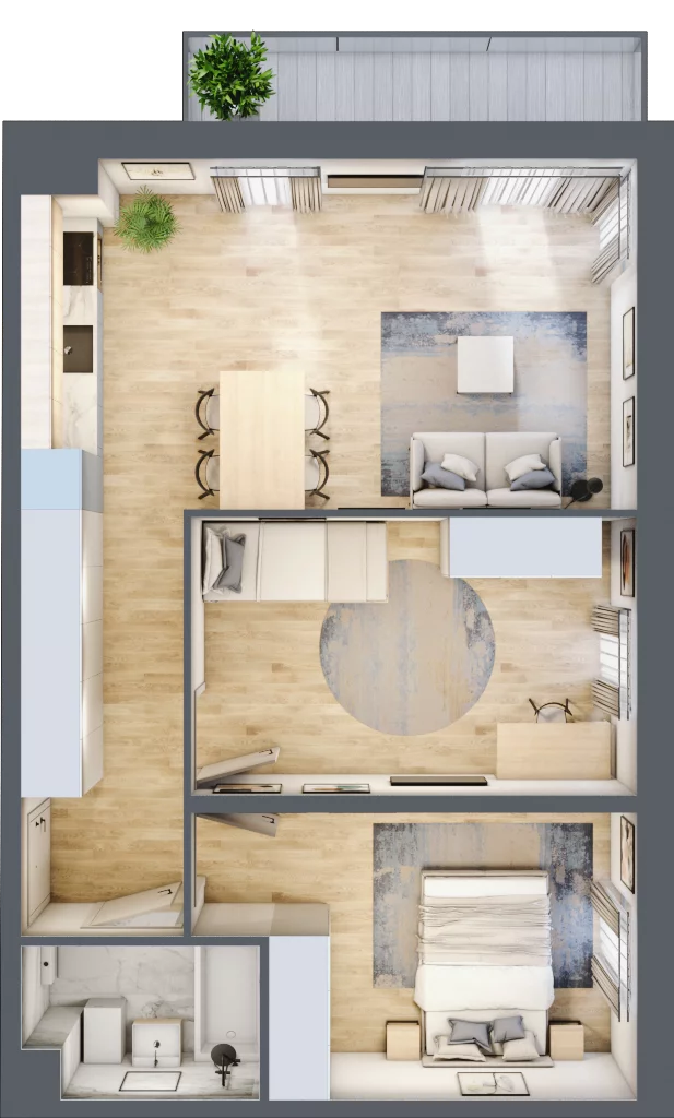 3 pokoje, mieszkanie 55,20 m², piętro 3, oferta nr C.19, Osiedle Maureska, Toruń, Wrzosy, JAR, ul. Konrada Grasera 2 / Strobanda 6