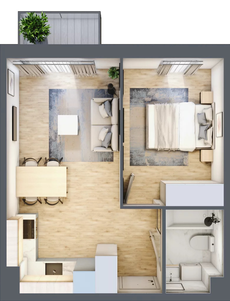 2 pokoje, mieszkanie 36,30 m², piętro 2, oferta nr C.40, Osiedle Maureska, Toruń, Wrzosy, JAR, ul. Konrada Grasera 2 / Strobanda 6