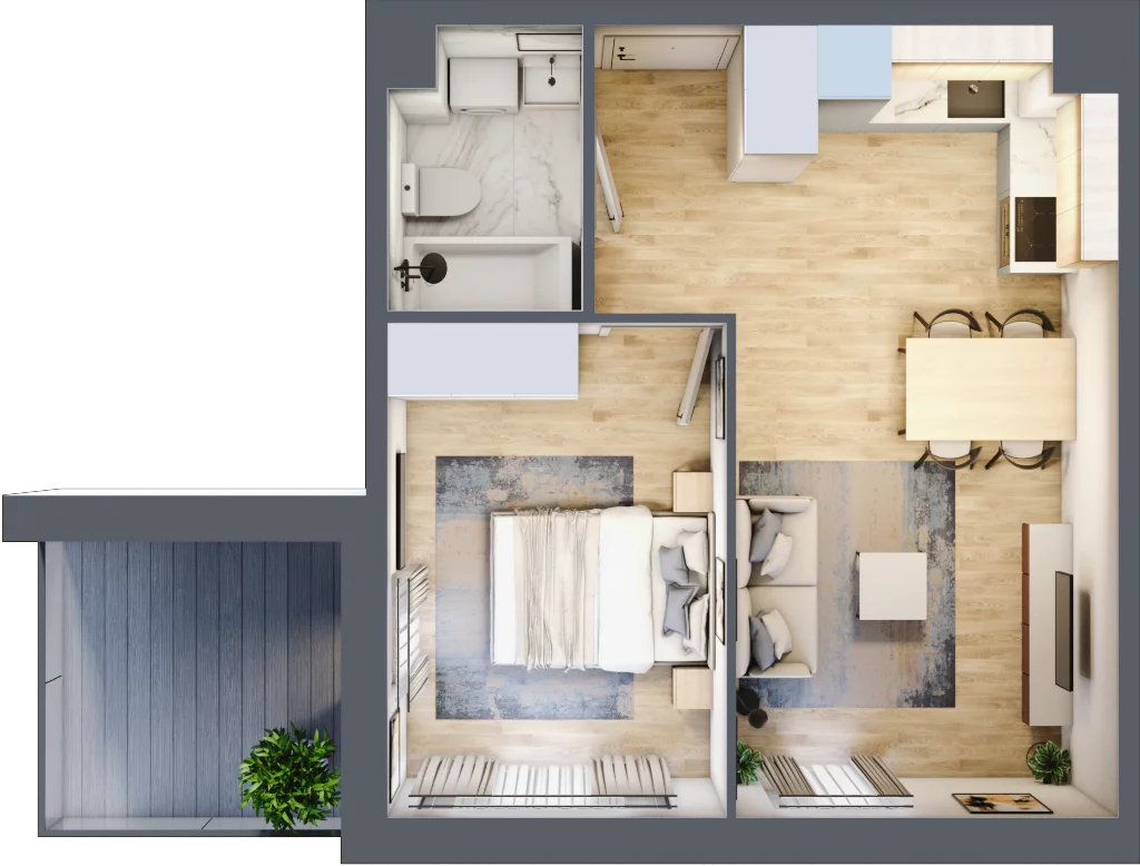2 pokoje, mieszkanie 36,22 m², piętro 1, oferta nr C.35, Osiedle Maureska, Toruń, Wrzosy, JAR, ul. Konrada Grasera 2 / Strobanda 6