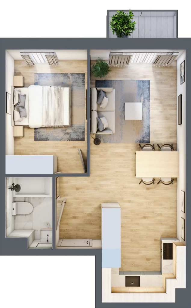 2 pokoje, mieszkanie 40,16 m², piętro 2, oferta nr C.42, Osiedle Maureska, Toruń, Wrzosy, JAR, ul. Konrada Grasera 2 / Strobanda 6