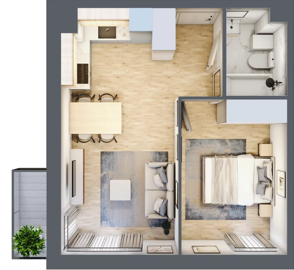 2 pokoje, mieszkanie 36,08 m², piętro 2, oferta nr D.41, Osiedle Maureska, Toruń, Wrzosy, JAR, ul. Konrada Grasera 2 / Strobanda 6