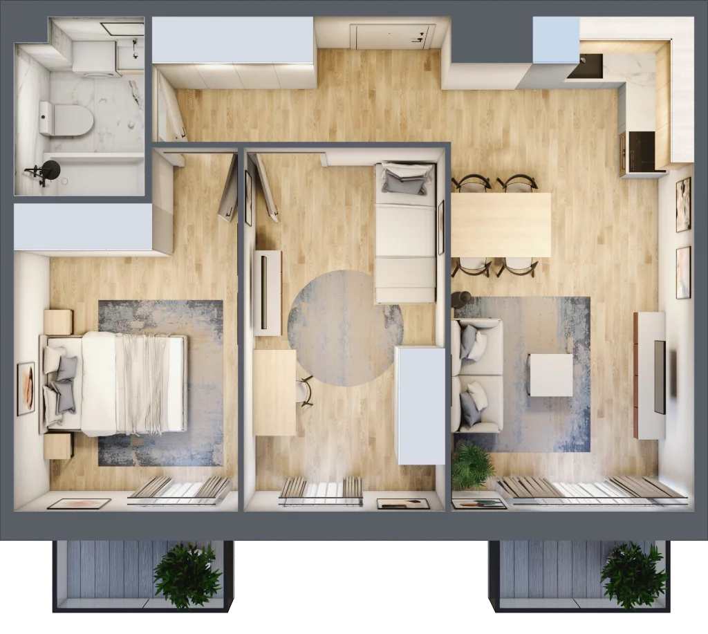 3 pokoje, mieszkanie 53,84 m², piętro 3, oferta nr D.50, Osiedle Maureska, Toruń, Wrzosy, JAR, ul. Konrada Grasera 2 / Strobanda 6