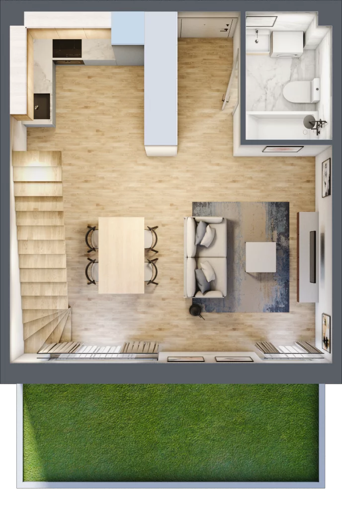 1 pokój, mieszkanie 64,24 m², parter, oferta nr D.23, Osiedle Maureska, Toruń, Wrzosy, JAR, ul. Konrada Grasera 2 / Strobanda 6