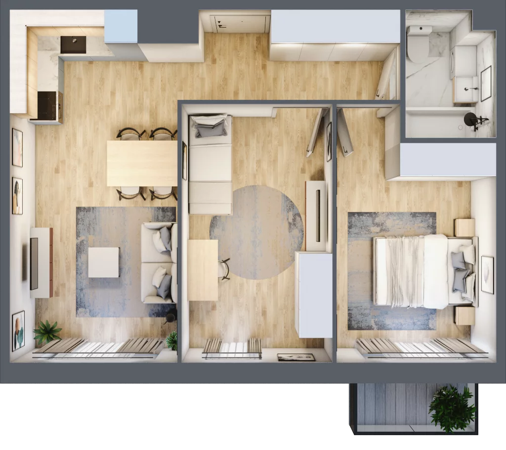 3 pokoje, mieszkanie 54,17 m², piętro 2, oferta nr D.33, Osiedle Maureska, Toruń, Wrzosy, JAR, ul. Konrada Grasera 2 / Strobanda 6