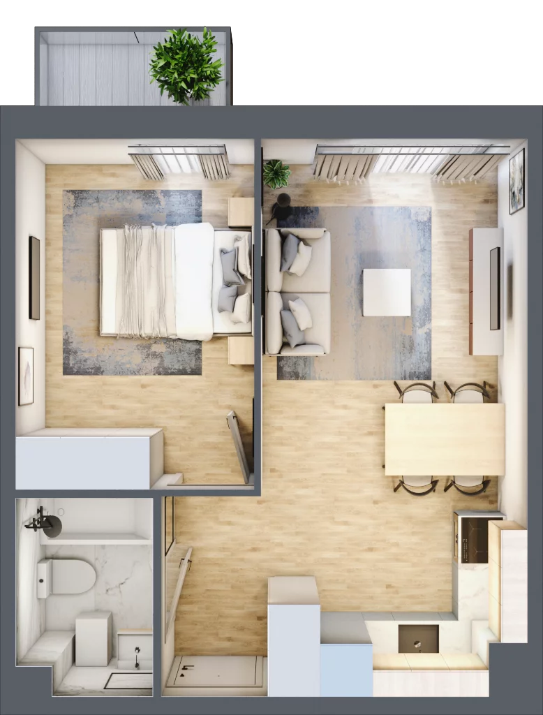 2 pokoje, mieszkanie 36,10 m², piętro 2, oferta nr D.37, Osiedle Maureska, Toruń, Wrzosy, JAR, ul. Konrada Grasera 2 / Strobanda 6