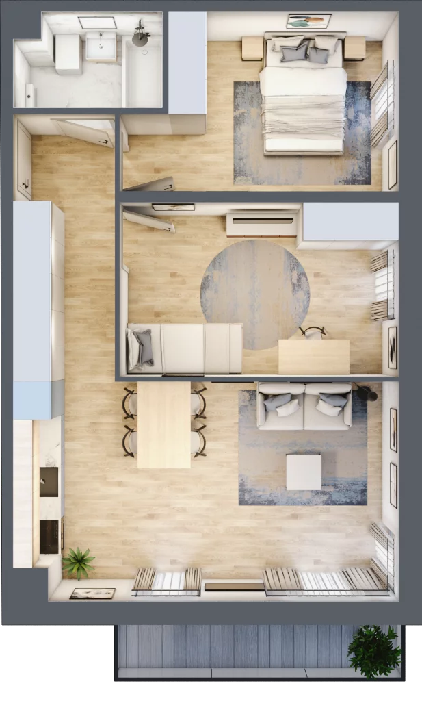 3 pokoje, mieszkanie 55,18 m², piętro 2, oferta nr D.13, Osiedle Maureska, Toruń, Wrzosy, JAR, ul. Konrada Grasera 2 / Strobanda 6