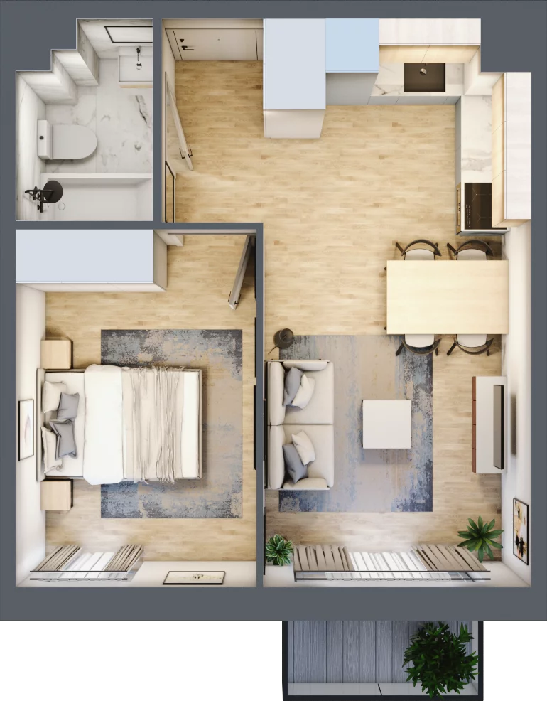 2 pokoje, mieszkanie 35,47 m², piętro 2, oferta nr D.34, Osiedle Maureska, Toruń, Wrzosy, JAR, ul. Konrada Grasera 2 / Strobanda 6